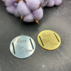 Бирка для ленты Happy New Year золото/серебро, 2 шт Изображение Бирка для ленты Happy New Year золото/серебро, 2 шт